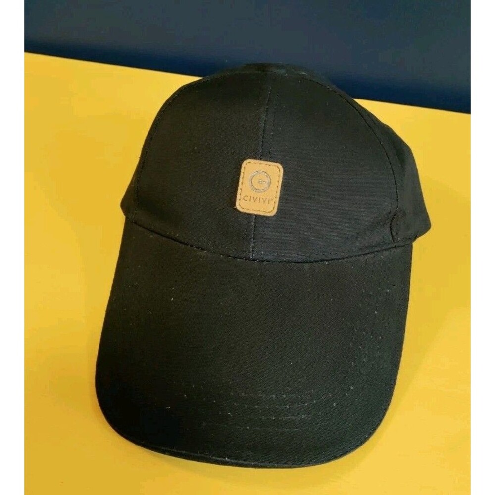 Civivi Baseball Cap Hat Leather Logo Adjustable Buckle Black One Size